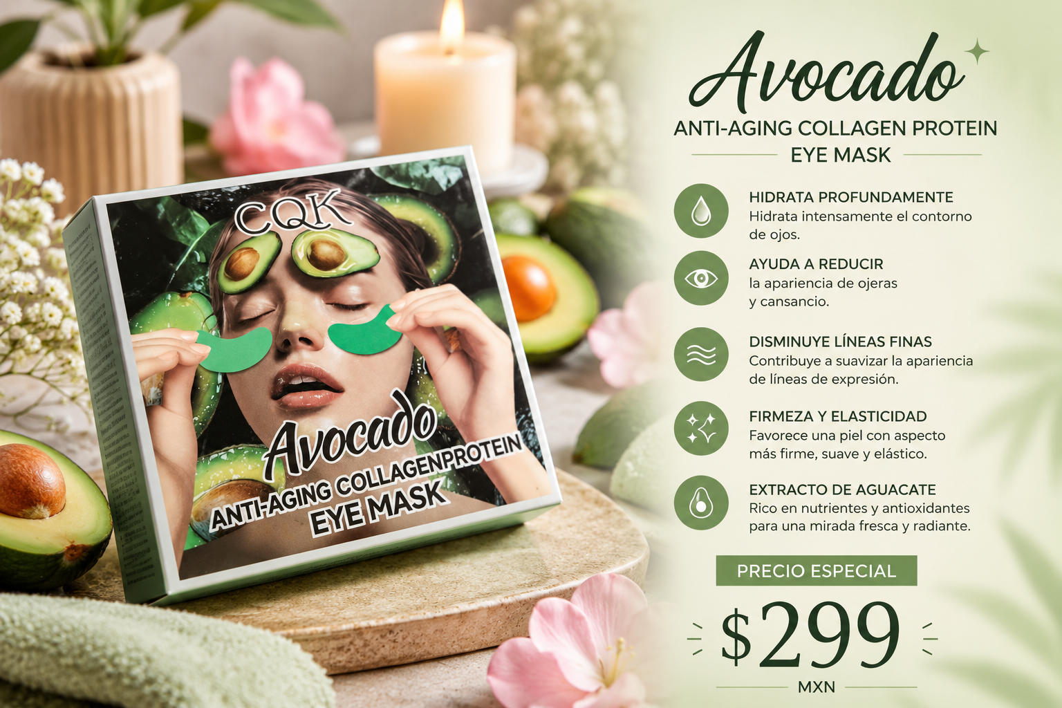 Avocado Anti-aging Collagen Protein eye mask